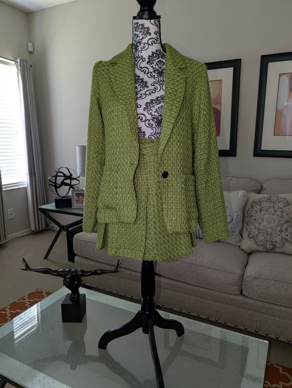 Lime Green Tweed Two Piece Suit
